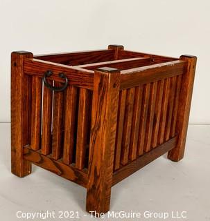 Arts & Crafts Mission Style Wood Double Sided Magazine Rack. 18" x 12" x 13"