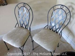 Pair of metal side chairs with upholstered seats 