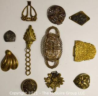 Collection of Vintage Art Deco Metal Belt Buckles and Fashion Embellishments.