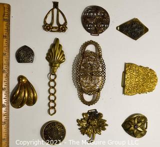 Collection of Vintage Art Deco Metal Belt Buckles and Fashion Embellishments.