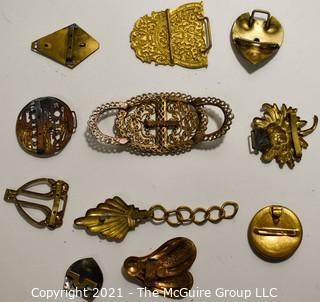 Collection of Vintage Art Deco Metal Belt Buckles and Fashion Embellishments.