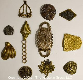 Collection of Vintage Art Deco Metal Belt Buckles and Fashion Embellishments.