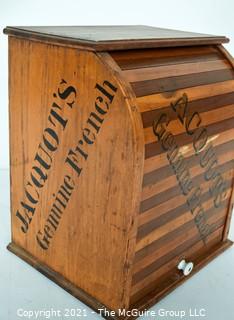 Antique Wood Jacquot's Genuine French Pastry Roll Top Display Case or Bread Box.  Measures 17"T x 13"W