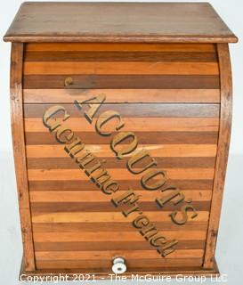 Antique Wood Jacquot's Genuine French Pastry Roll Top Display Case or Bread Box.  Measures 17"T x 13"W