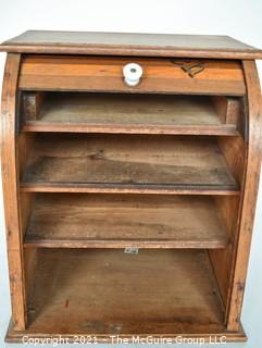 Antique Wood Jacquot's Genuine French Pastry Roll Top Display Case or Bread Box.  Measures 17"T x 13"W