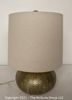 Contemporary Silver Tone Table Lamp in Shape of Sea Urchin