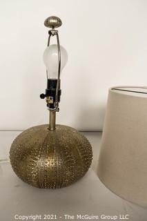 Contemporary Silver Tone Table Lamp in Shape of Sea Urchin