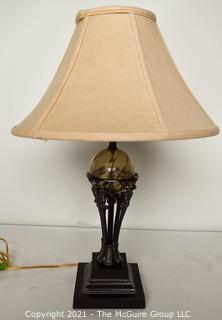 Contemporary Table Lamp with Glass Medallion. 