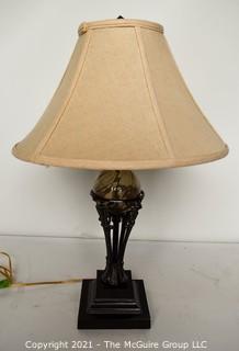 Contemporary Table Lamp with Glass Medallion. 