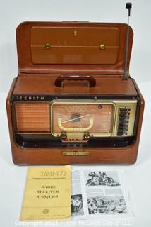 Vintage Tube Radio by Zenith Trans-Oceanic "Wave Magnet" USA R-520 "U.S.A. Property" with Army Manual