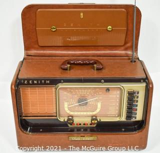 Vintage Tube Radio by Zenith Trans-Oceanic "Wave Magnet" USA R-520 "U.S.A. Property" with Army Manual