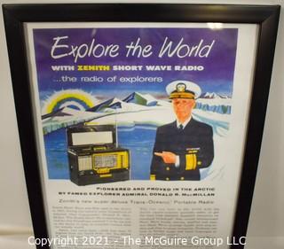 Vintage Tube Radio Zenith Trans-Oceanic - Wave Magnet B600 includes Framed Advertisement 