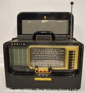 Vintage Tube Radio Zenith Trans-Oceanic - Wave Magnet B600 includes Framed Advertisement 