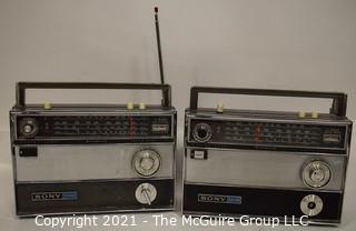 Vintage Transistor Radio Two (2) SONY TFM-1000WB  Black Cases