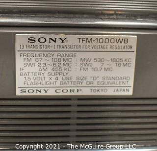 Vintage Transistor Radio Two (2) SONY TFM-1000WB  Black Cases