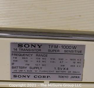 Vintage Transistor Radio Three (3) SONY TFM-1000WB  White Cases