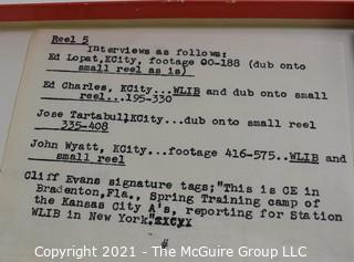 Clifford Evans: Historical Recording: Reel-to-Reel Magnetic Tape: 1963 Spring Training Interviews: Kansas City A's see list (unverified - presume to be as labeled)