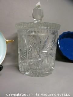 Collection including Lenox pitcher & bowl; 2 butterfly plates and covered candy jar 