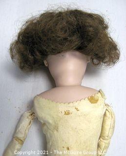 Vintage Doll: 1920's?: 17" Unmarked German Bisque Doll Leather Body