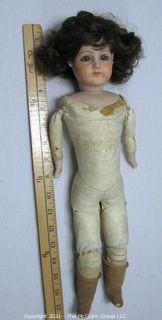 Vintage Doll: 1920's?: 17" Unmarked German Bisque Doll Leather Body