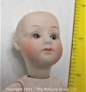 Antique Doll:  Early 4.5" German Bisque Doll (12/0) Sleepy Dark Eyes