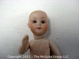 Antique Doll:  Early 4.5" German Bisque Doll (12/0) Sleepy Dark Eyes