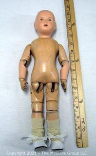 Antique Doll: 1911>: Schoenhut: 14.5" All Wood with Spring Joints - Hairless