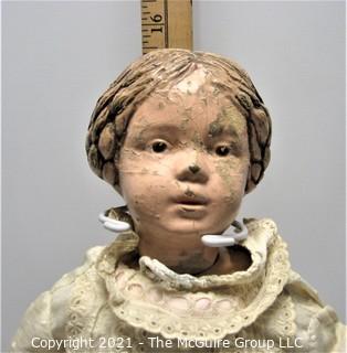 Antique Doll: 1912: Schoenhut: 16" All Wood with Spring Joints - Carved Braided Hair