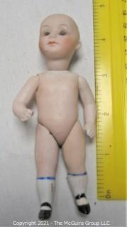 Antique Doll: Early 4.5" German Bisque Doll (12/0) Sleepy Dark Eyes