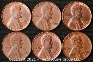 Coins: (6) Lincoln Wheat /Memorial Cents: 1957-59