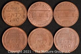 Coins: (6) Lincoln Wheat /Memorial Cents: 1957-59