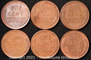 Coins: (6) Lincoln Wheat Cents: 1955-56  