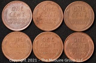 Coins: (6) Lincoln Wheat Cents: 1955-56  