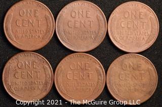 Coins: (6) Lincoln Wheat Cents: 1952-54  