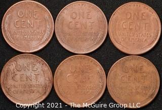 Coins: (6) Lincoln Wheat Cents: 1952-54  