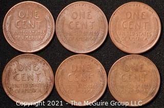 Coins: (6) Lincoln Wheat Cents: 1952-54  