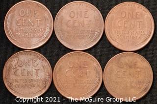 Coins: (6) Lincoln Wheat Cents: 1952-54  