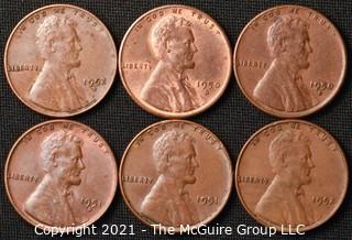 Coins: (6) Lincoln Wheat Cents: 1950-52  