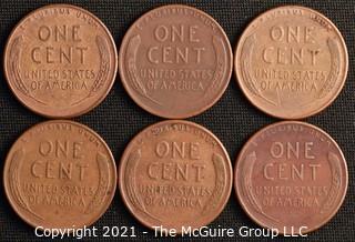 Coins: (6) Lincoln Wheat Cents: 1948-1950 