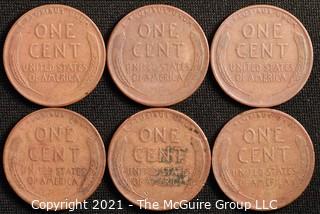 Coins: (6) Lincoln Wheat Cents: 1946-47 