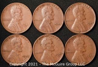 Coins: (6) Lincoln Wheat Cents: 1946-47 