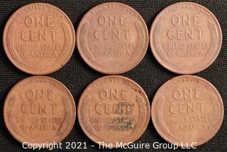 Coins: (6) Lincoln Wheat Cents: 1946-47 