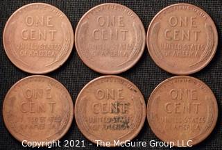 Coins: (6) Lincoln Wheat Cents: 1946-47 