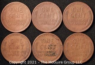 Coins: (6) Lincoln Wheat Cents: 1946-47 