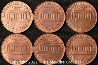 Coins: (6) Lincoln Memorial Cents: 1965-68 