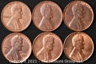 Coins: (6) Lincoln Memorial Cents: 1960-61 