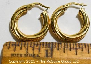 Pair of 18k Gold Twisted Hoop Earrings, made in Italy ; stamped Milor; 3/4" in Diameter; 1g  (Note: Description altered 6-20 @ 1:48pm