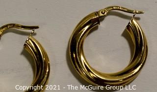 Pair of 18k Gold Twisted Hoop Earrings, made in Italy ; stamped Milor; 3/4" in Diameter; 1g  (Note: Description altered 6-20 @ 1:48pm