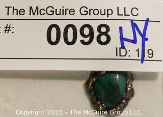 Hand Crafted Gold Filled with Malachite Stone Pendant.  Mark on Back But Illegible. 