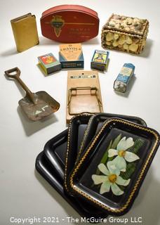 Eclectic Grouping of Modern and Vintage Items: Trays, Tins, etc